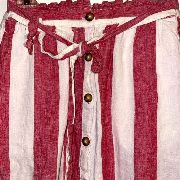 🌹A.N.A. Striped red & White Tie Belt Midi SKIRT - Picture 2 of 3